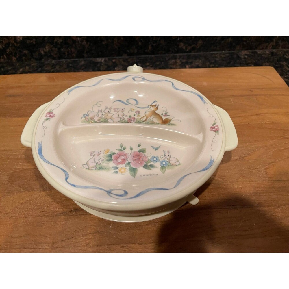 Vintage Pfaltzgraff TEA ROSE Baby Warming Divided Dish